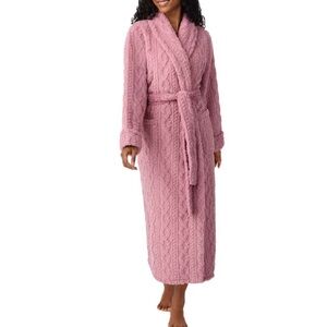 Room Service Cozy Wrap Cable Knot Robe Luxurious Pink M NWT Pockets Loungewear